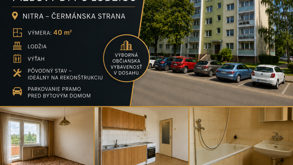 PRIPRAVUJEME NA PREDAJ | 1-izbový byt s lodžiou – Nitra, Čermánska strana