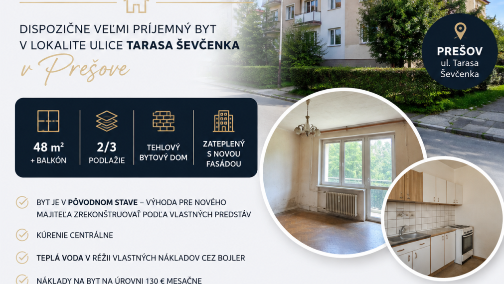 PRIPRAVUJEME DO PREDAJA – 2-IZBOVÝ BYT V PREŠOVE I EXKLUZÍVNE LEN U NÁS