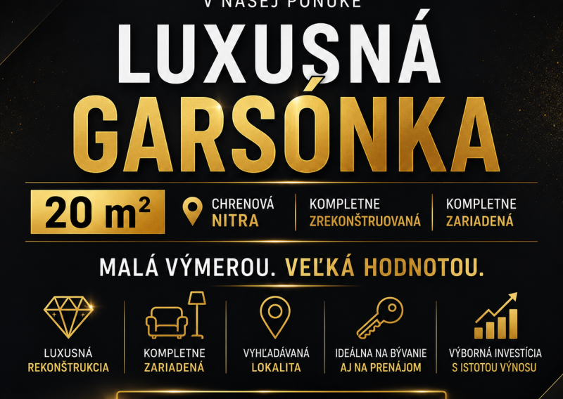 HORÚCA NOVINKA I TOTO BUDE JEDNA Z NAJZAUJÍMAVEJŠÍCH GARSÓNOK V NITRE!